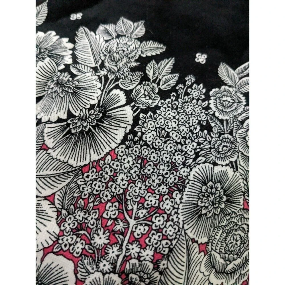 J Jill Skirt Womens sz 8 Black Floral Border Cotton Knit Stretch Boho Vacation